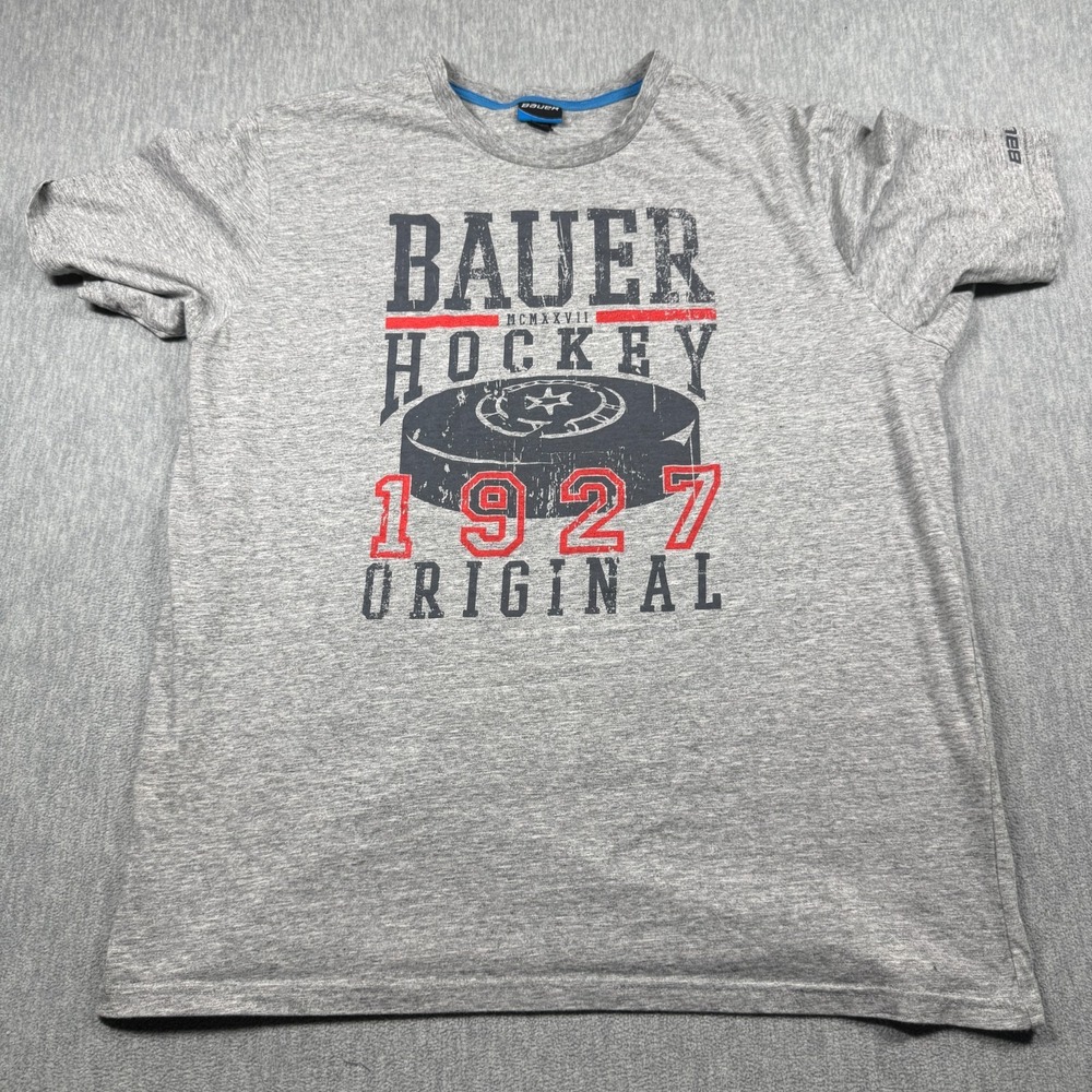 Bauer T-Shirt Mens XXL Gray Hockey 1927 Original Graphic Puck Short Sleeve Tee